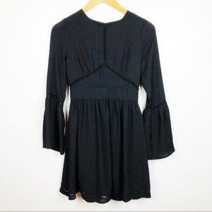 🌲 AQUA Bell Sleeve Black Poets Dress